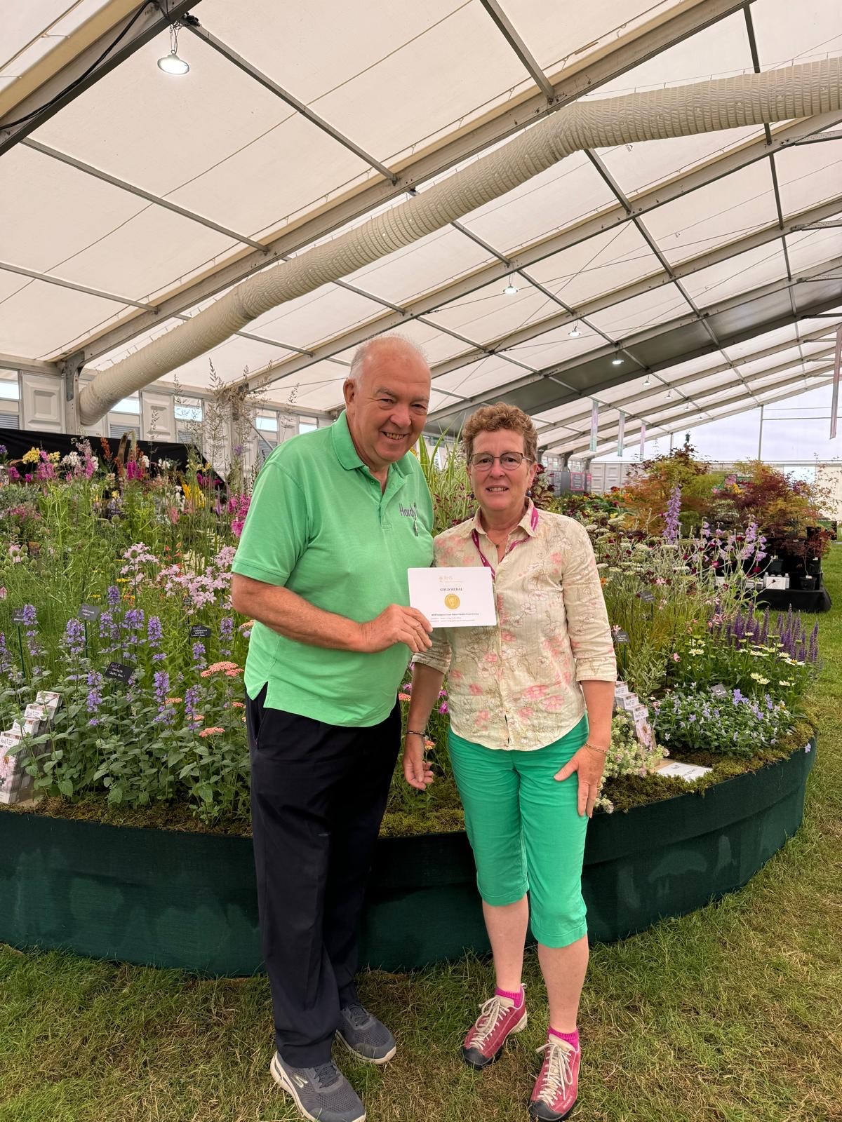 Rosy and Rob with their gold medal Hampton Court 2024