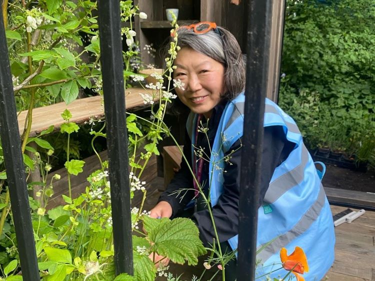 Tsuyako Asada building her garden